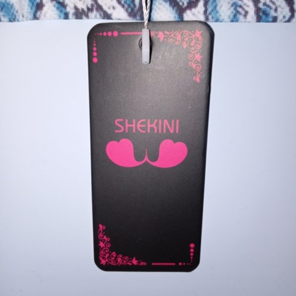 Shekini Round-neck Bralette and Hipster bottom Blue Snakeskin 2-piece Bikini NEW - Picture 5 of 5